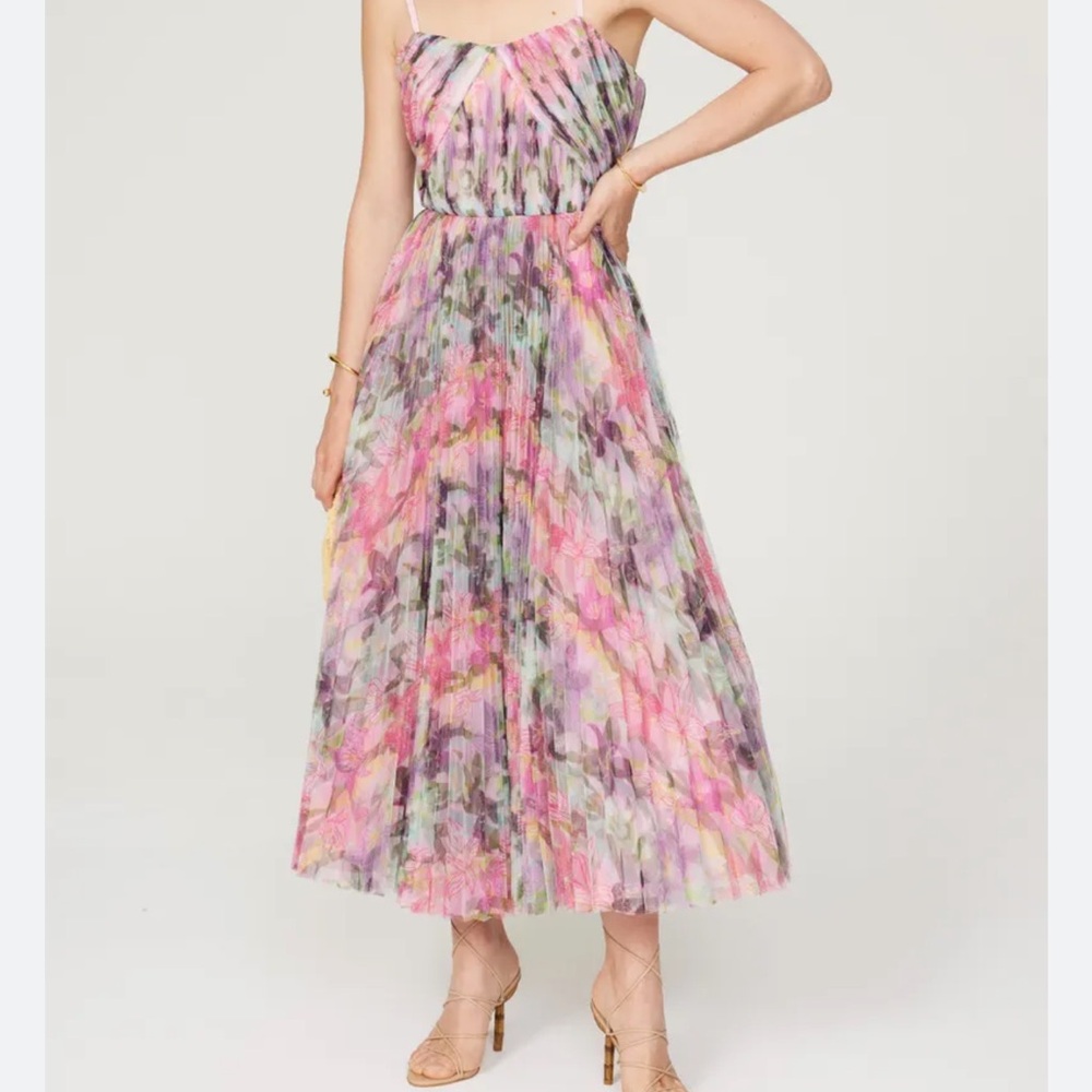 Hutch Size 8 the Vita Pink, purple spaghetti strap‎ ruffled tule midi dress